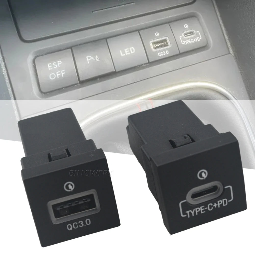 For VW Golf 6 MK6 Jetta 5 Scirocco 2006 - 2012  Car USB Charger PD Quick Charge QC3.0 Phone Charging Adapter Outlet Button