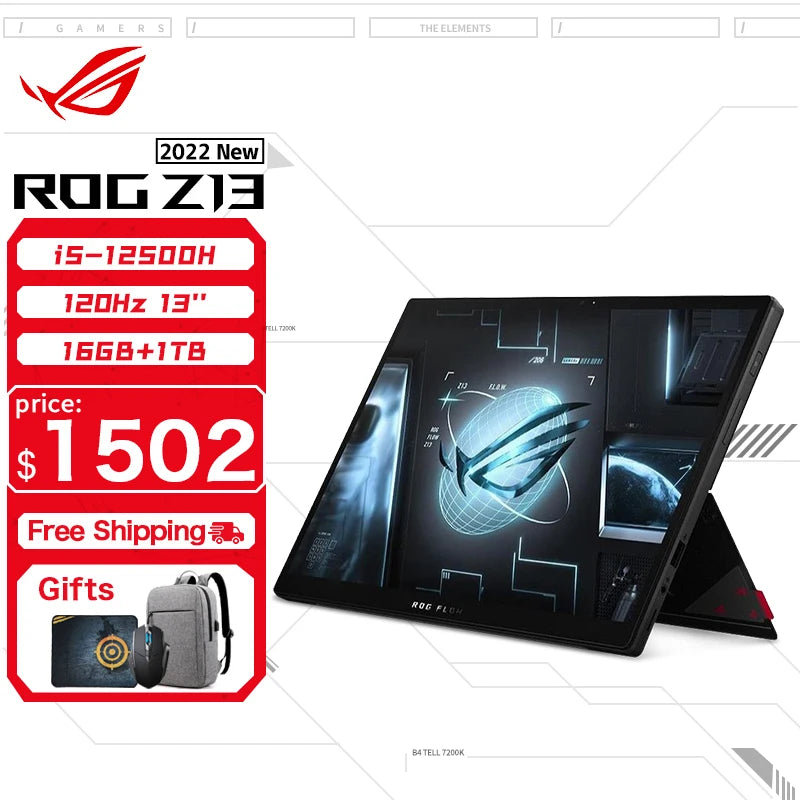 ASUS ROG Flow Z13 Gaming Laptop Intel Core i9 12900H 16G RAM 1T SSD RTX3050Ti 4GB 4K Screen 13.4Inch E-sports Notebook Computer