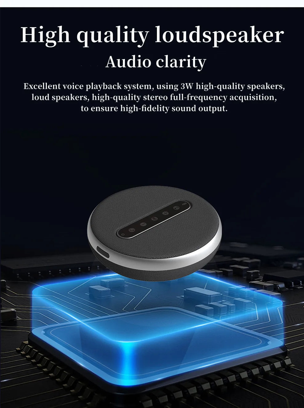 Conference Microphone USB Speakerphone Omnidirectional Computer 6 Mic 360° Voice Pickup Video Online Course Speakers Desktop