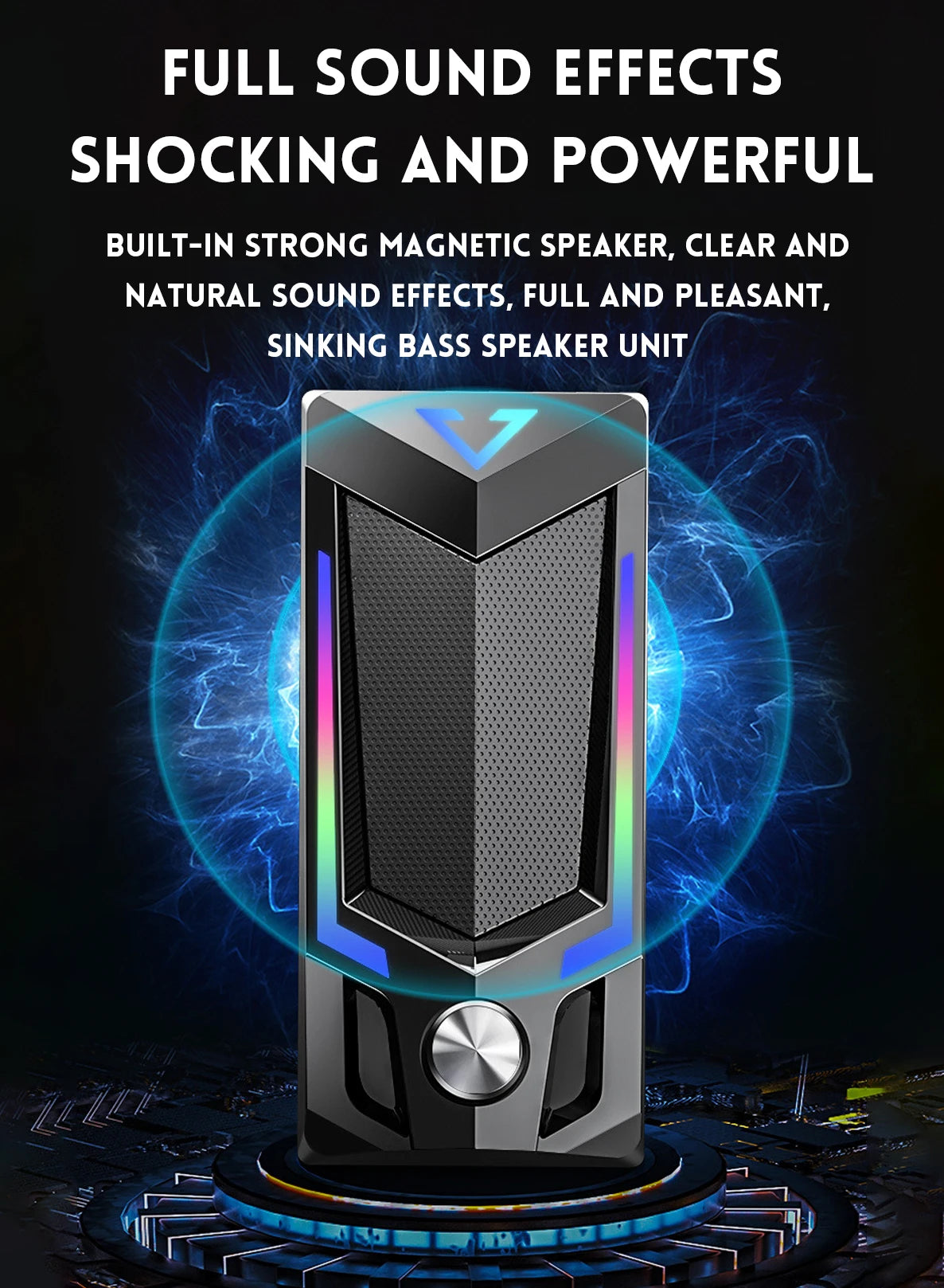 Bluetooth RGB computer speaker, desktop computer speaker, laptop speaker, desktop stereo speaker, USB powered, with LED ambient