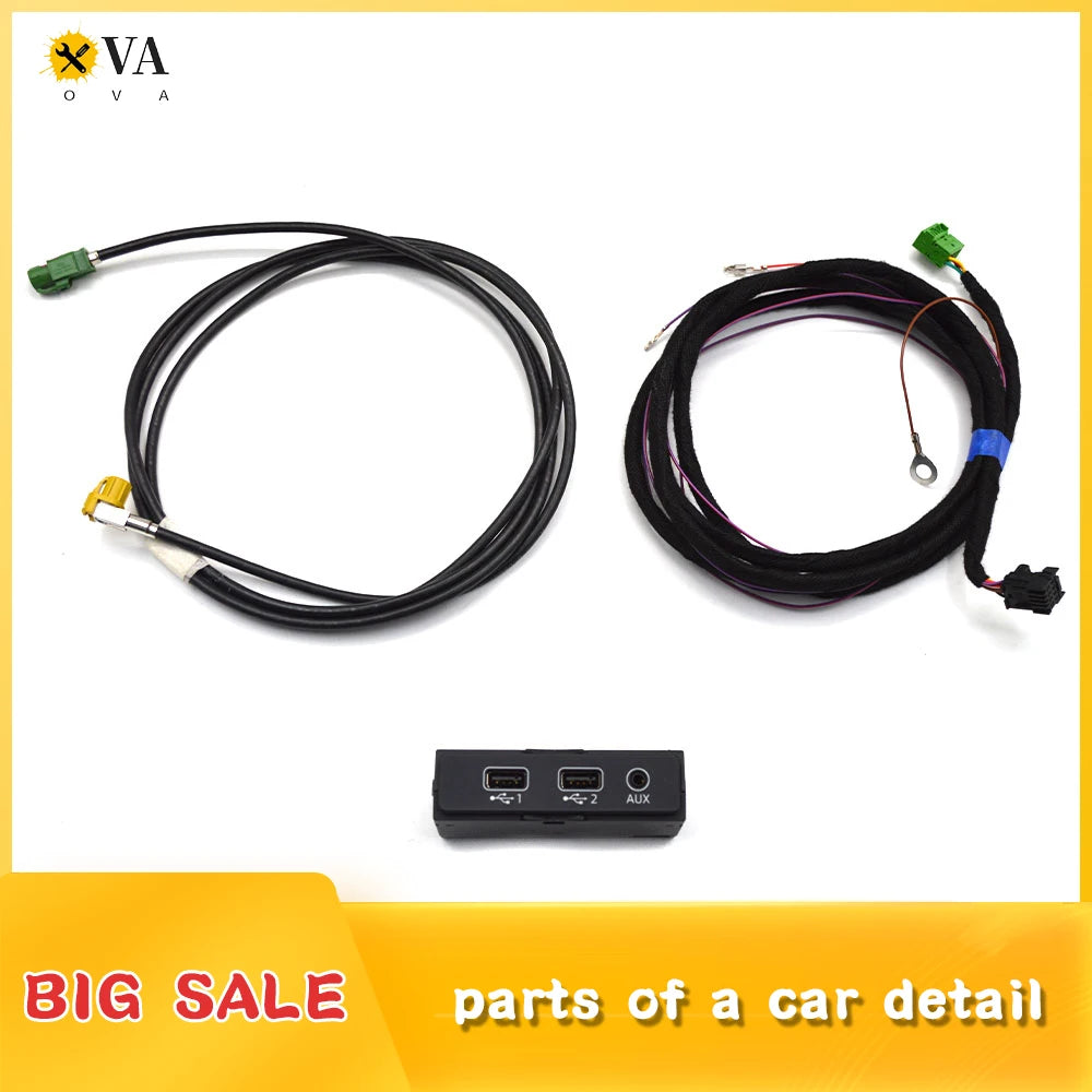 For Audi A4 B9 A5 B9 Q5 MIB2 Carplay Switch smart phone USB interface CarPlay USB AUX IN Plug Cable 8W0 035 724 4M0 035 736