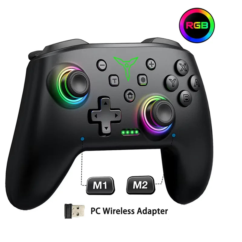 Dinofire Wireless Bluetooth RGB Controller for Nintendo Switch/Switch OLED/Switch Lite/PC/Mobile Gamepad Multi-Function Joystick