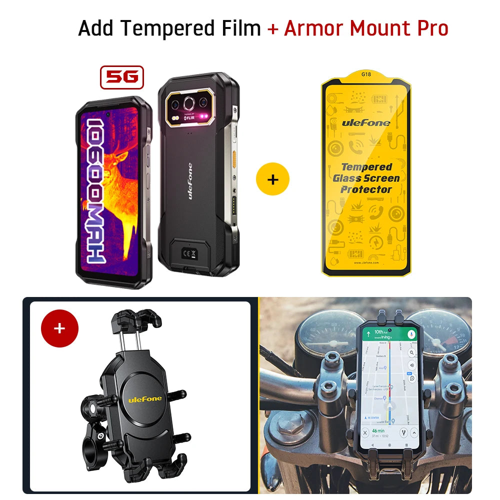 Ulefone Armor 27T Pro 5G THERMAL BY FLIR® Rugged Phone 10600mAh Android 14 Smartphone 64MP 6.78" 24GB+256GB NFC Mobile Phone