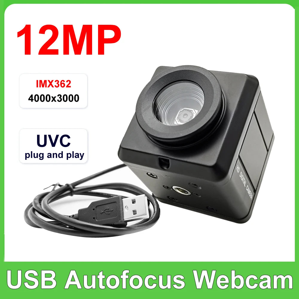 Industrial 12MP USB Webcam CCD IMX362 Sensor Autofocus Mini Usb Box Camera OTG UVC Plug and Play For Meeting Document Scanning