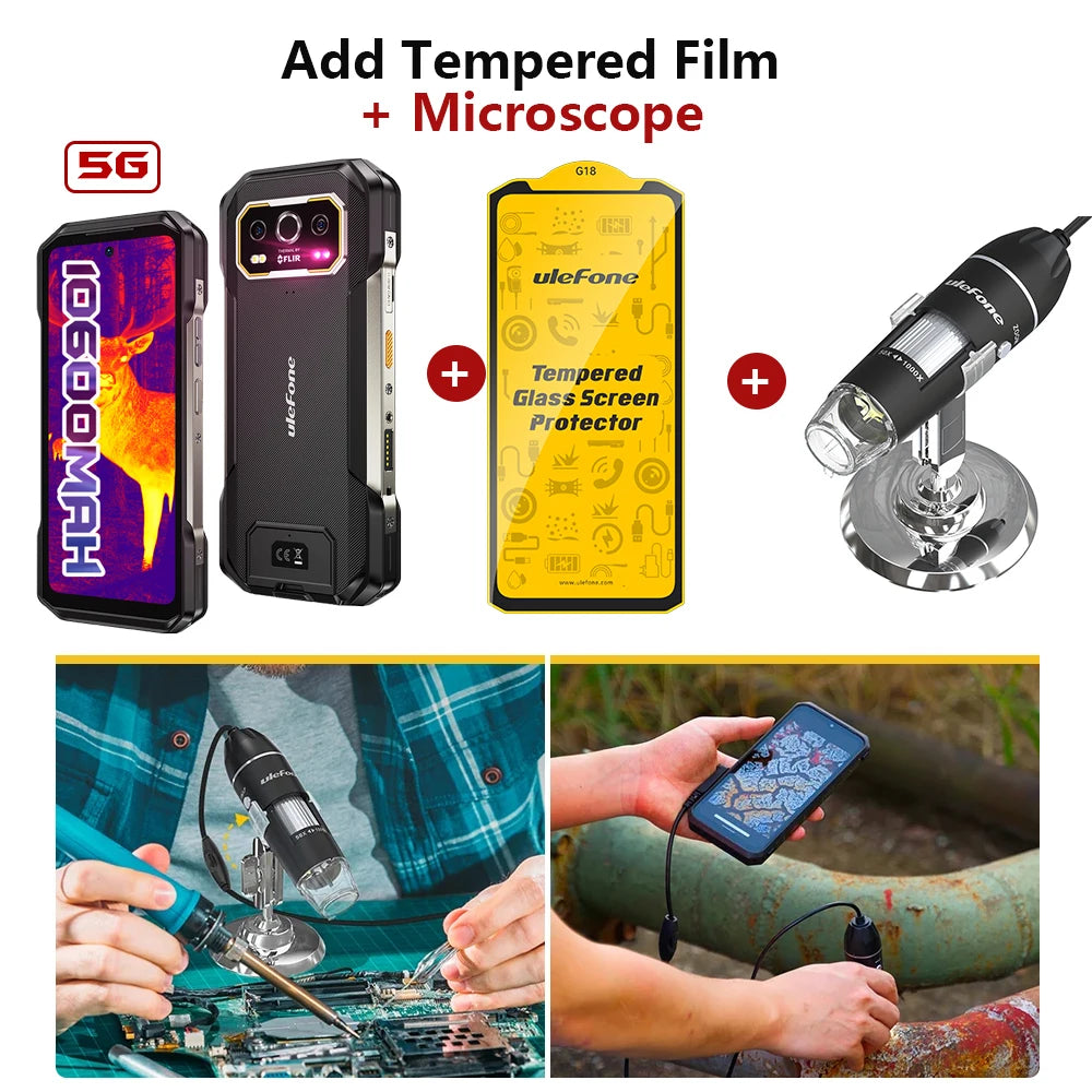 Ulefone Armor 27T Pro 5G THERMAL BY FLIR® Rugged Phone 10600mAh Android 14 Smartphone 64MP 6.78" 24GB+256GB NFC Mobile Phone