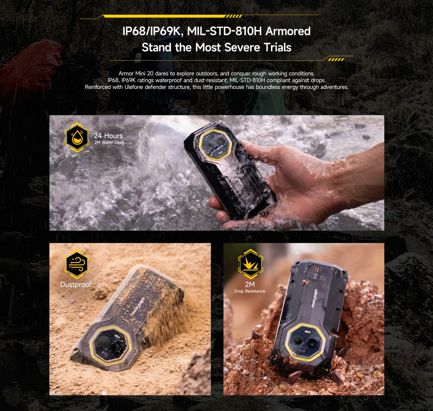 【World Premiere】Ulefone Armor Mini 20 4G 4.7" Rugged Phone 64MP Night Camera Android 14 Smartphone 6200mAh Mobile phone NFC