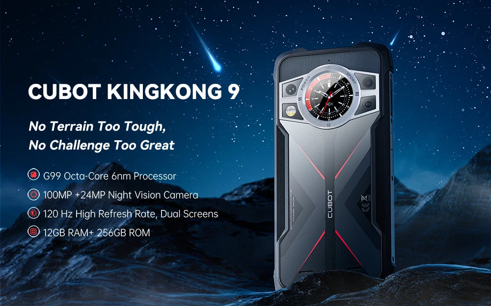 Cubot Kingkong 9 Rugged Smartphone 6.583 inch FHD+ Helio G99 Android 13 24GB+256GB 10600mAh Battery100MP Camera Phone