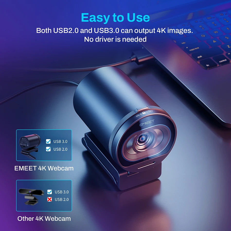 Webcam 4K HD USB Web Camera 1080P 60FPS TOF Autofocus Streaming Camera EMEET S600 With Mics for Video Calling/Zoom/Skype/Teams