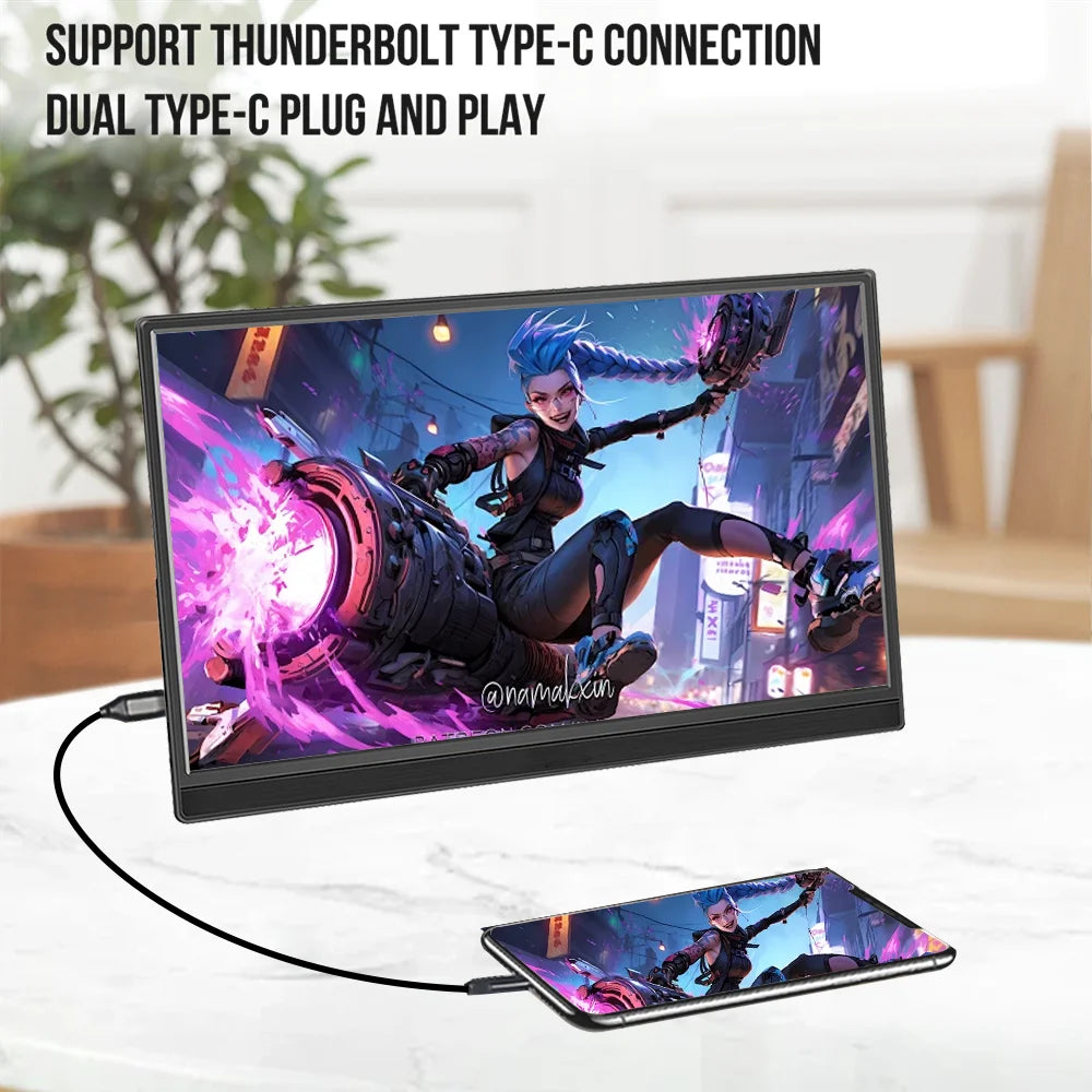 15.6 Inch Portable Monitor 1920x1080 60Hz IPS Panel Touchsceen HDMI-compatible With PS4 PS5 Switch Laptop Built-in Speaker