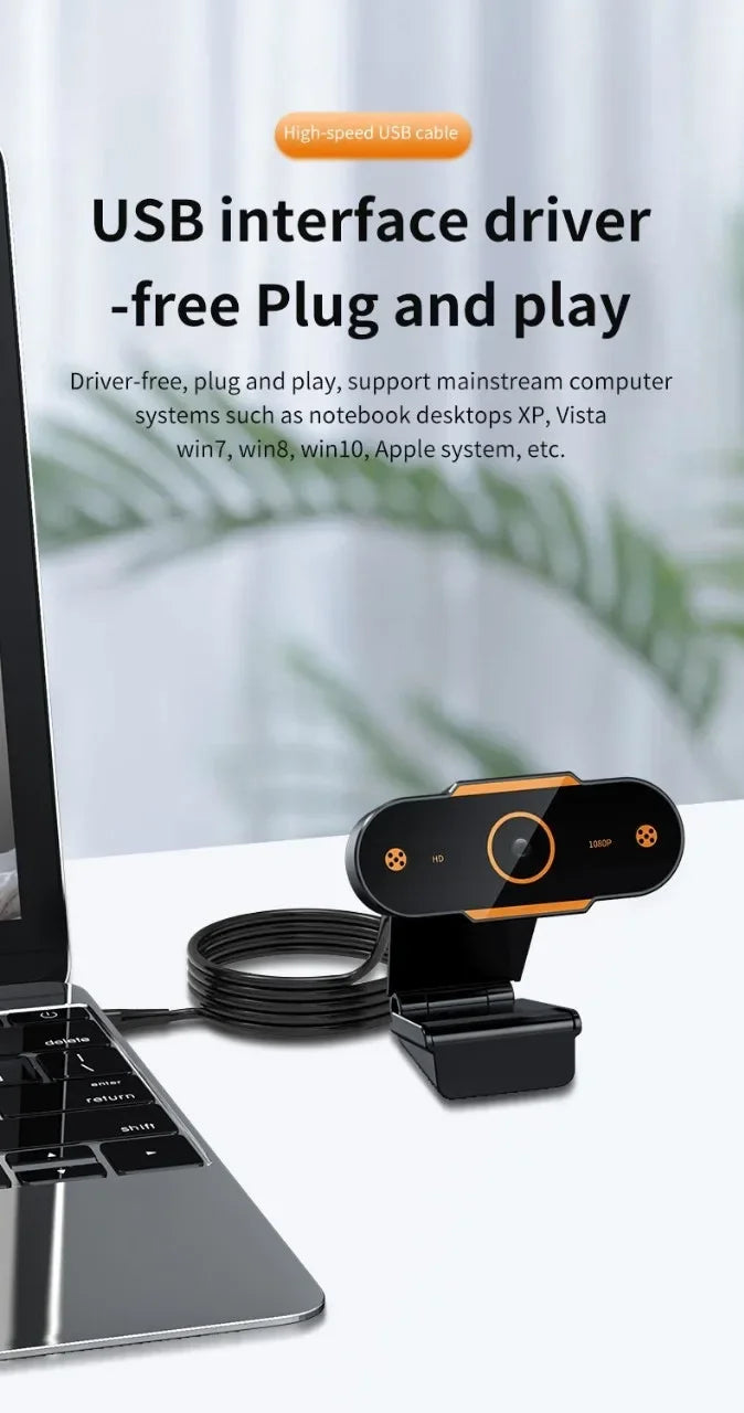 1080P HD Webcam Camera Auto Focus Webcam CMOS USB Computer PC Camera with Mic for Video Calling Network Teaching Office Meeting