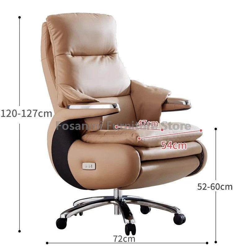 Comfortable Office Home Swivel Chair Soft Adjustable Computer Chair Thick Backrest Fixed Armrests and Footrest Gaming Desk Chair