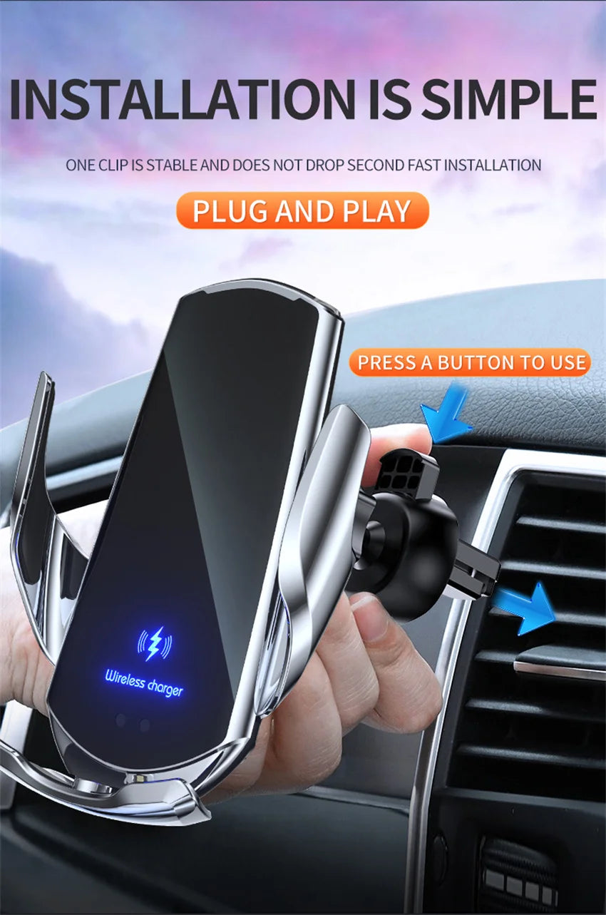 30W Car Wireless Charger Magnetic Automatic Car Mount Phone Holder For iPhone Xiaomi Samsung Infrared Induction Fast Charging