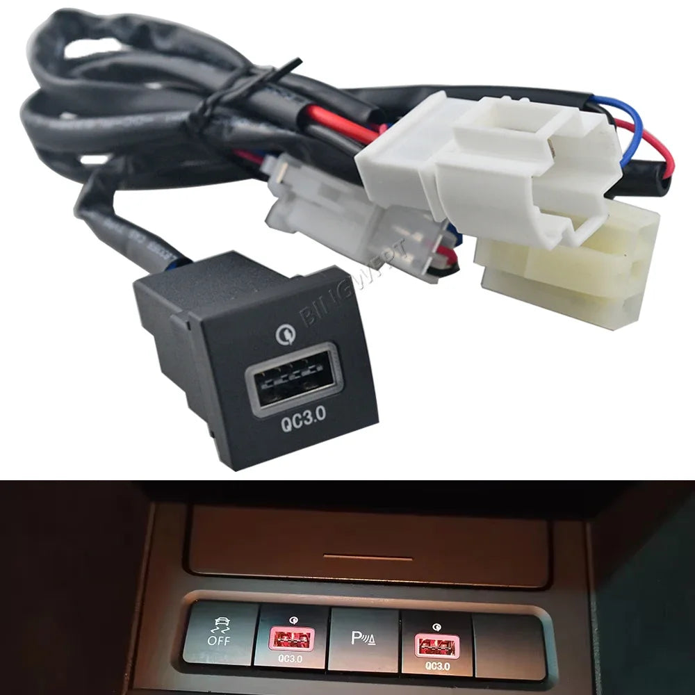 Car USB Charger PD Quick Charge QC3.0 Phone Charging Adapter Outlet Button For Volkswagen Golf 6 Jetta 5 MK6 Scirocco 2006-2012