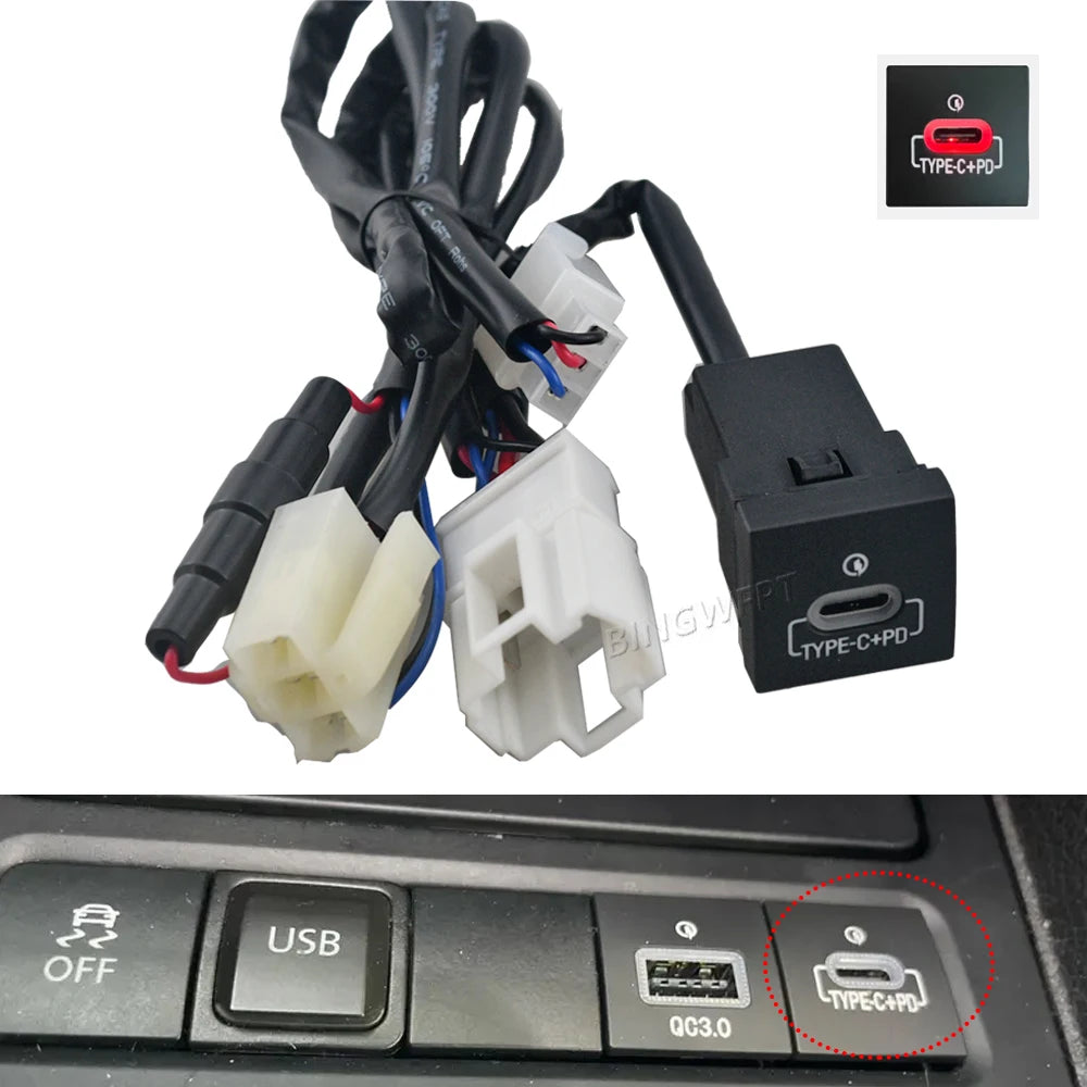 Car USB Charger PD Quick Charge QC3.0 Phone Charging Adapter Outlet Button For Volkswagen Golf 6 Jetta 5 MK6 Scirocco 2006-2012