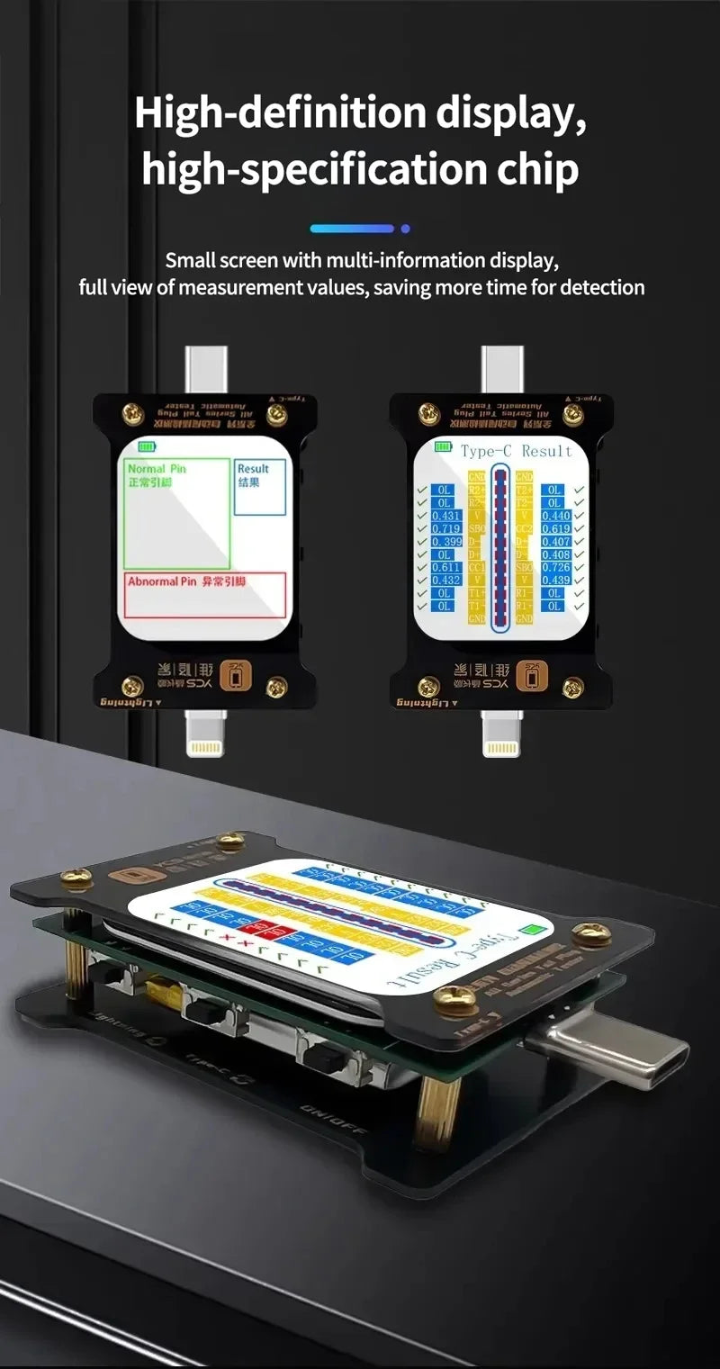 YCS Full Range of Automatic Tail Plug Testers for IPhone Android Computer Type-C/Lightning Device Tail Plug Detection Tools