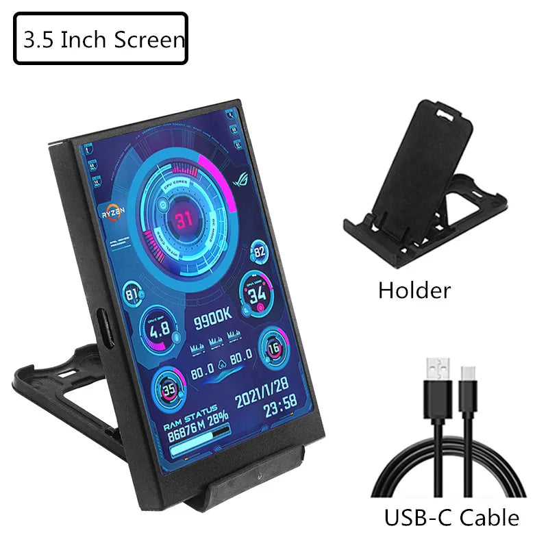 3.5 / 5 / 8.8 Inch IPS Type-C Secondary Screen Mini Computer Secondary Screen CPU GPU RAM HDD Monitor USB Display Freely AIDA64