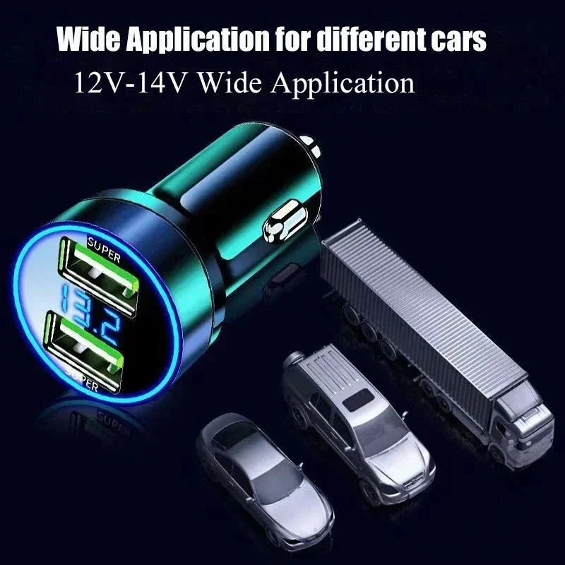 240W Car Charger Dual USB Ports 120W Super Fast Charging with Digital Display Quick Charging Adapter for IPhone Samsung Xiaomi