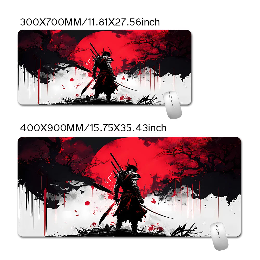 Samurai Warrior Mouse Pad Gamer Computer Accessories Keyboard Table Mat Black Mousepad Company Gaming Laptop Desk Accessory Pc