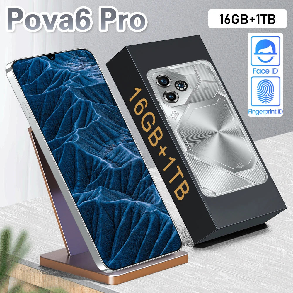 Global Version Pova 6 Pro Smartphone 22GB+2TB 7.3 inch 8000mAh 4G 5G Dual SIM Cellphone 108MP Cam 10 Core Chip Super Game Phones