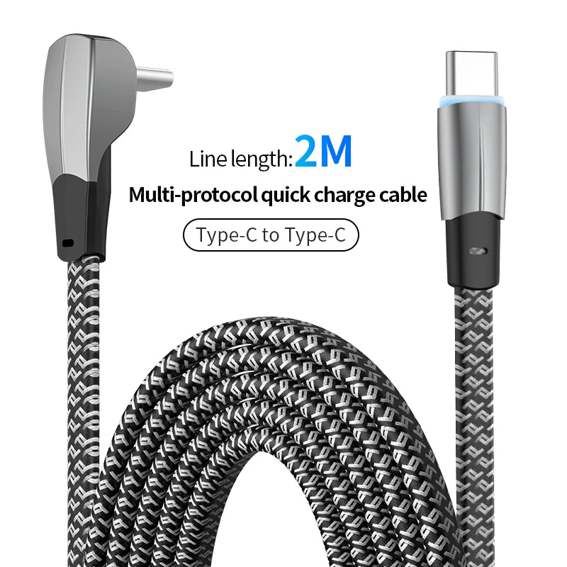 For Tesla Car Phone Charging Cable PD 60W Fast Charging Cable Type C 90 Degree USB C Charger For Tesla Model 3/Y Phone Charging