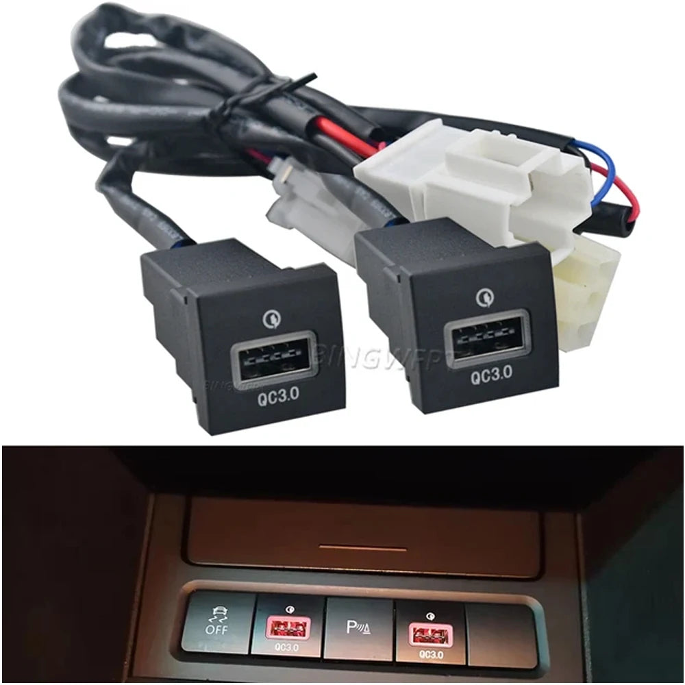 For VW Golf 6 MK6 Jetta 5 Scirocco 2006 - 2012  Car USB Charger PD Quick Charge QC3.0 Phone Charging Adapter Outlet Button