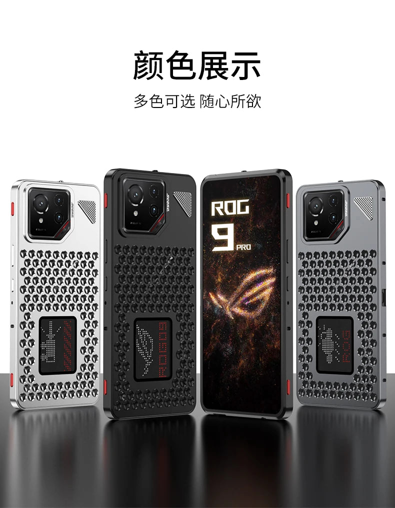 Metal Hollow Heat Dissipation Holes Back Cover For ASUS ROG Phone 9 8 Pro Rog9 Rog8 Case Spring Buckle Aluminum Metal Phone Capa