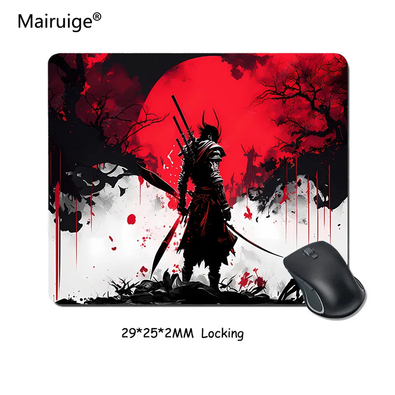 Samurai Warrior Mouse Pad Gamer Computer Accessories Keyboard Table Mat Black Mousepad Company Gaming Laptop Desk Accessory Pc