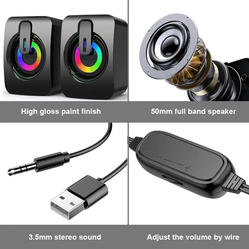 Xiaomi Computer Speakers PC Sound Box HIFI Stereo Microphone USB Wired Caixa De Som with LED Light For Desktop Computer Laptop