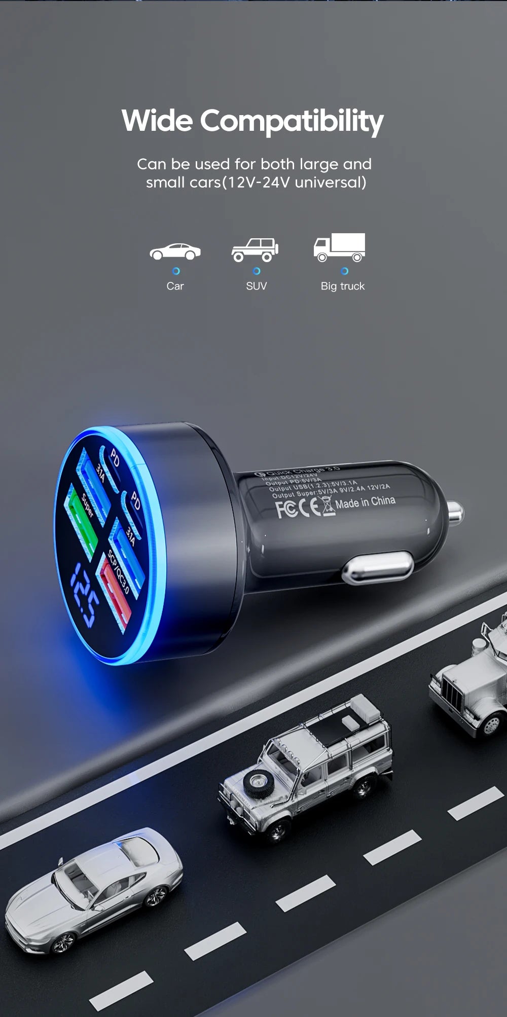 100W 6 Ports Car Charger Fast Charging USB Type C Car Lighter PD QC3.0 Car Phone Charger For iPhone Samsung Huawei Xiaomi