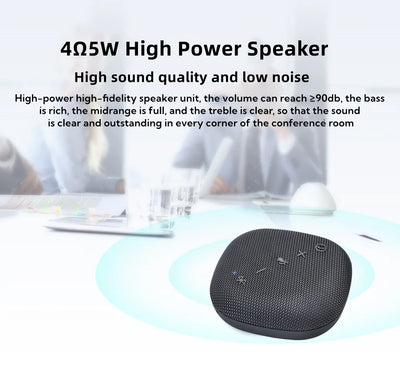 360° Omni-directional Microphone 5M Radius Pickup Wireless Conference Speaker USB Bluetooth Microphone for Conference Meeting