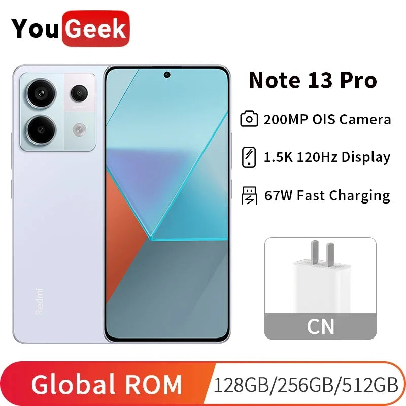 Xiaomi Redmi Note 13 Pro 5G Global ROM Smartphone Snapdragon 7S Gen 2 2.4GHz 6.67" 1.5K Display 200MP Triple OIS Camera 5100mAh