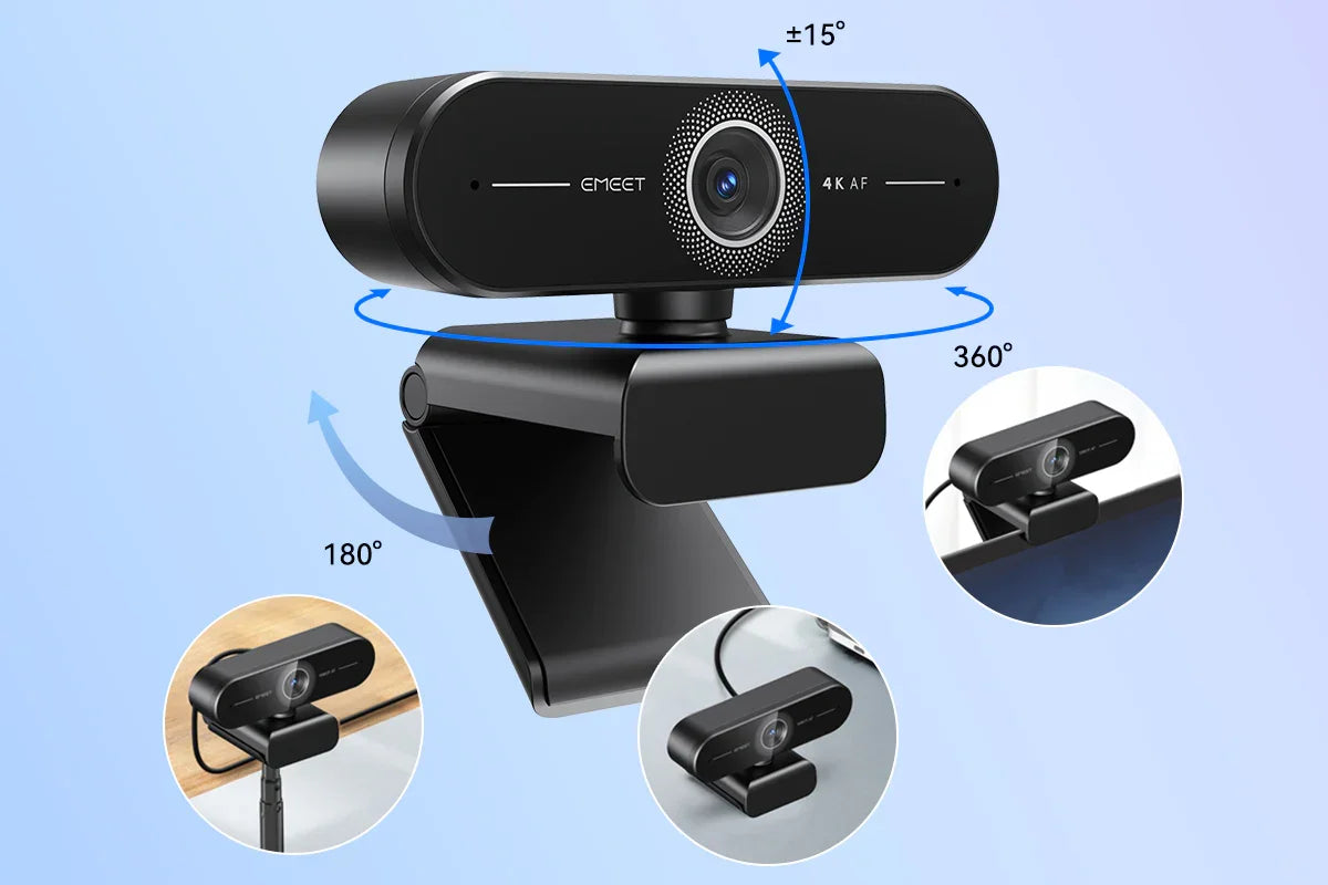 4K Webcam 1440P 2K Web Camera 1080P EMEET C60E Autofocus USB Computer Camera for Living/ Video Call/ Conference