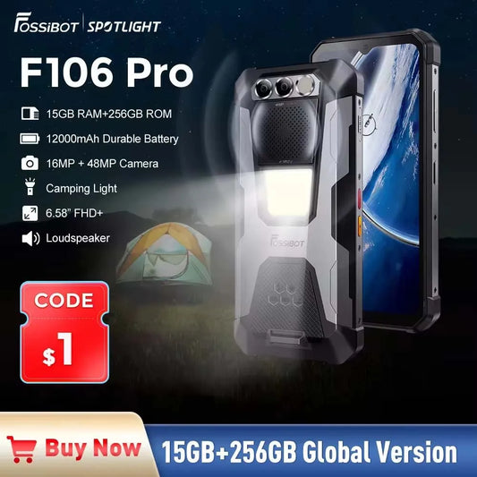 [World Premeire] FOSSiBOT F106 PRO Rugged Smartphone 15GB+256GB MTK G85 Android 14 12000mAh Cellphone Mobile phoneS 6.58”FHD+30W