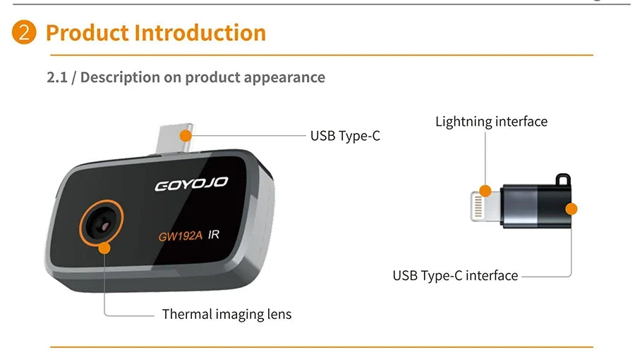 GW192A New Thermal Imaging Camera for iPhone & Android Phone Infrared Thermal Imager Inspection Repair Thermographic Camera