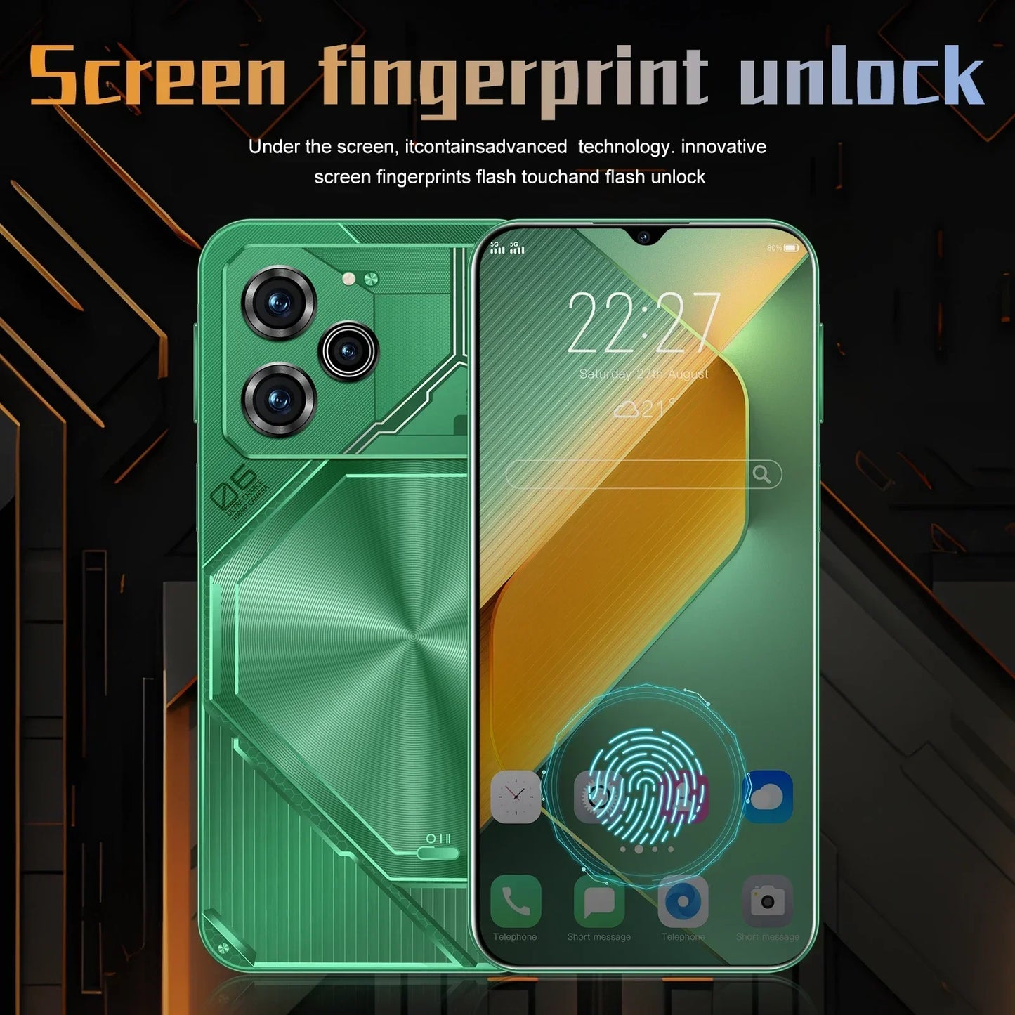 Global Version Pova 6 Pro Smart Android Phone 5G Snapdeagon8 Gen3 7.3 Inch HD Screen 108MP Camera Android14 Unlock Phone NFC