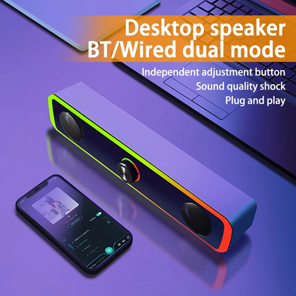 3W*2 Bluetooth Speaker 4D Stereo Surround Speakers Mini Subwoofer Sound Bar For Laptop PC Computer USB DC 5V