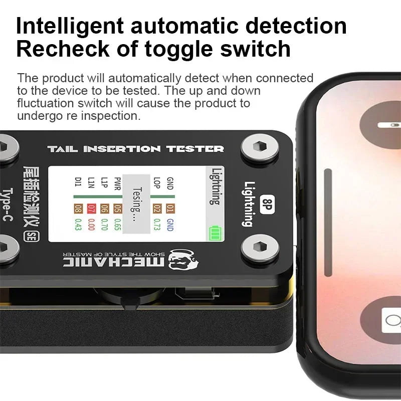 MECHANIC T-824 T824 SE Tail Insertion Tester Tail  Insertion Detector Type-C Lightning I nterface for Phone Repair Tools