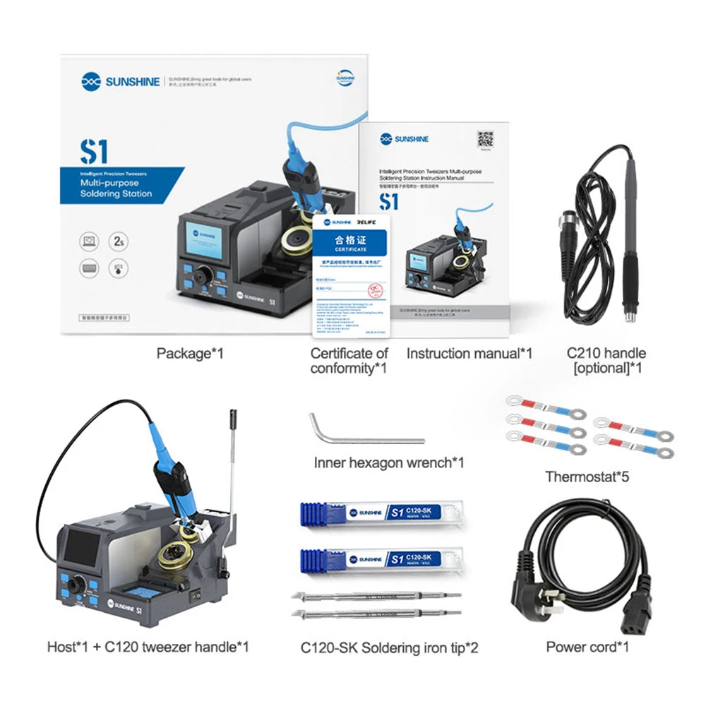 SUNSHINE S1 Electric Soldering Iron Station Precision Tweezers for Mobile Phone Motherboard PCB Repair Welding Desoldering Tools