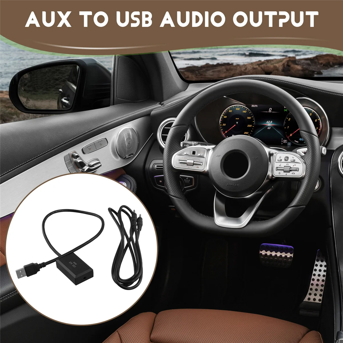 7 Inch Car Screen Audio Input AUX to USB Audio Output AUX Activator for Mercedes Benz NTG 5.0