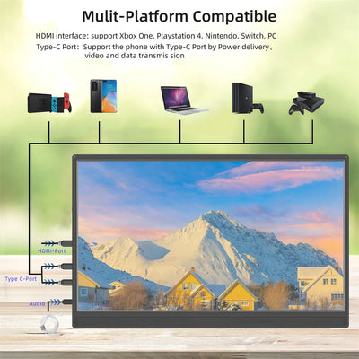 15.6 Inch Portable Monitor 1920x1080 60Hz IPS Panel Touchsceen HDMI-compatible With PS4 PS5 Switch Laptop Built-in Speaker