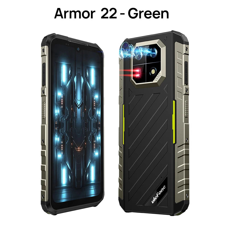 Ulefone Armor 22  Rugged Phone,16GB (8GB+8GB) RAM,128GB/256GB ROM, Android 13 Smartphone,NFC 64MP Night Vision 4G Mobile Phone