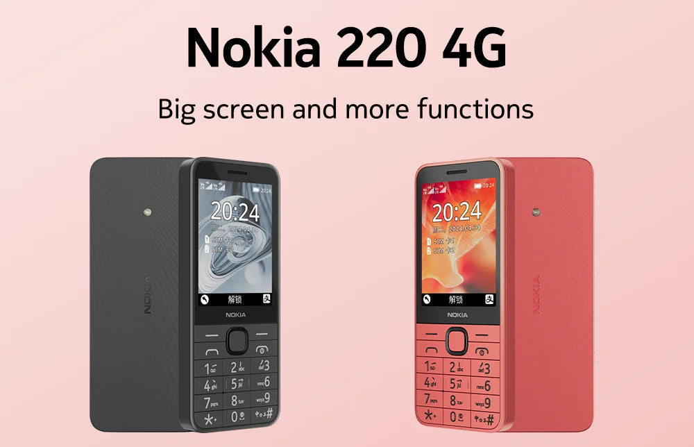 Original Nokia 215 2024 Version 220 4G Feature Phone 2.8 Inch Bluetooth FM Radio 1450mAh Bettery  Mobile Phone Type-C Port