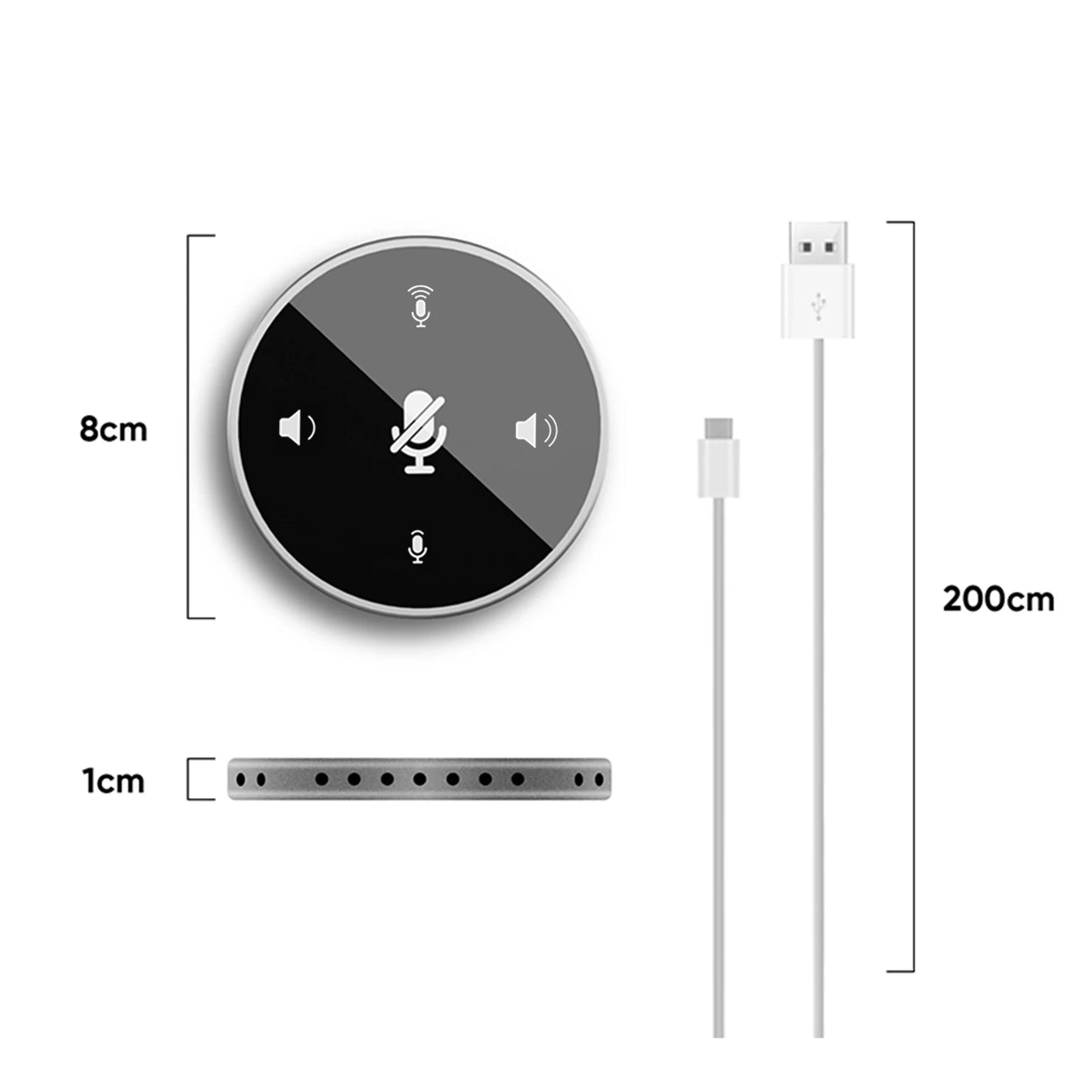 Desktop USB Conference Speakerphone Microphone Built-in Speaker 360° Omnidirectional PC Computer Condenser Mic for PC Laptop