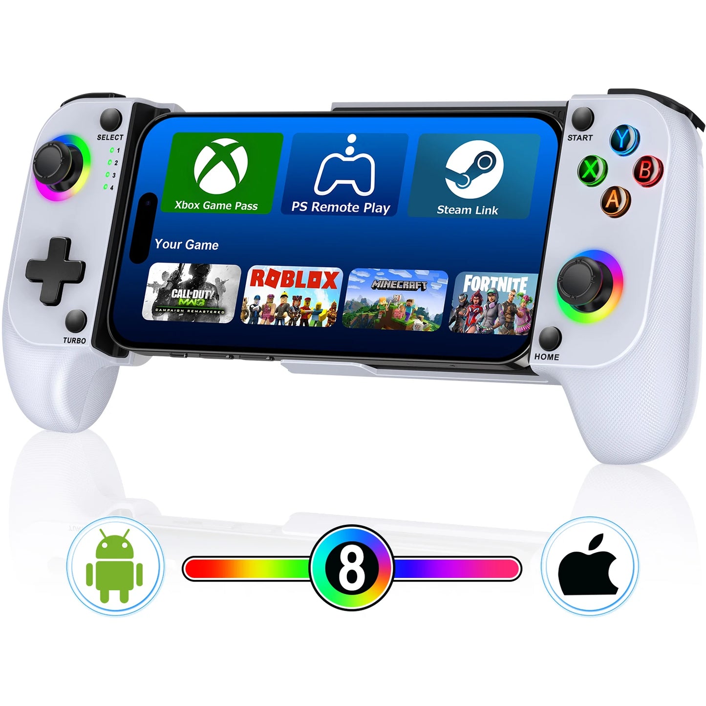 DinoFire Cell Phone Gamepad Joystick for iPhone Android Control Bluetooth Controller Trigger with Hall Effect Stick Mobile Game