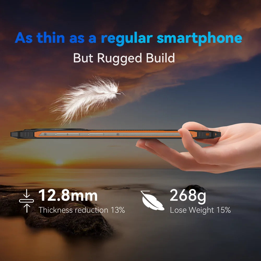 Cubot KingKong ES Ultra-thin Rugged Android Smartphone, 16GB RAM(6GB+10GB), 128GB ROM, 6.56" 90Hz Screen, 48MP Camera, 4G Phone