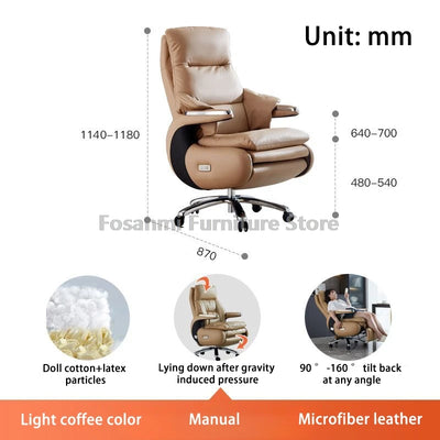 Comfortable Office Home Swivel Chair Soft Adjustable Computer Chair Thick Backrest Fixed Armrests and Footrest Gaming Desk Chair