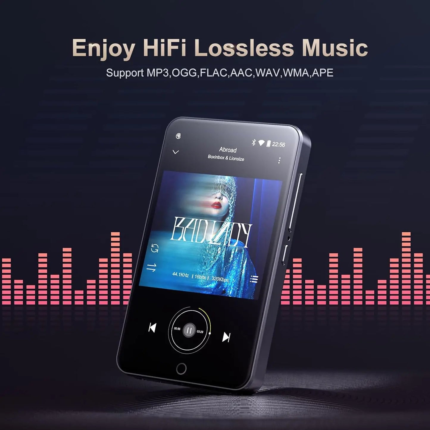 WiFi MP3 Player Oilsky-M303/Bluetooth 5.0/4.0 inch 1080P Full Touch Screen MP4/With Speakers, Portable Digital HiFi FM/ Support