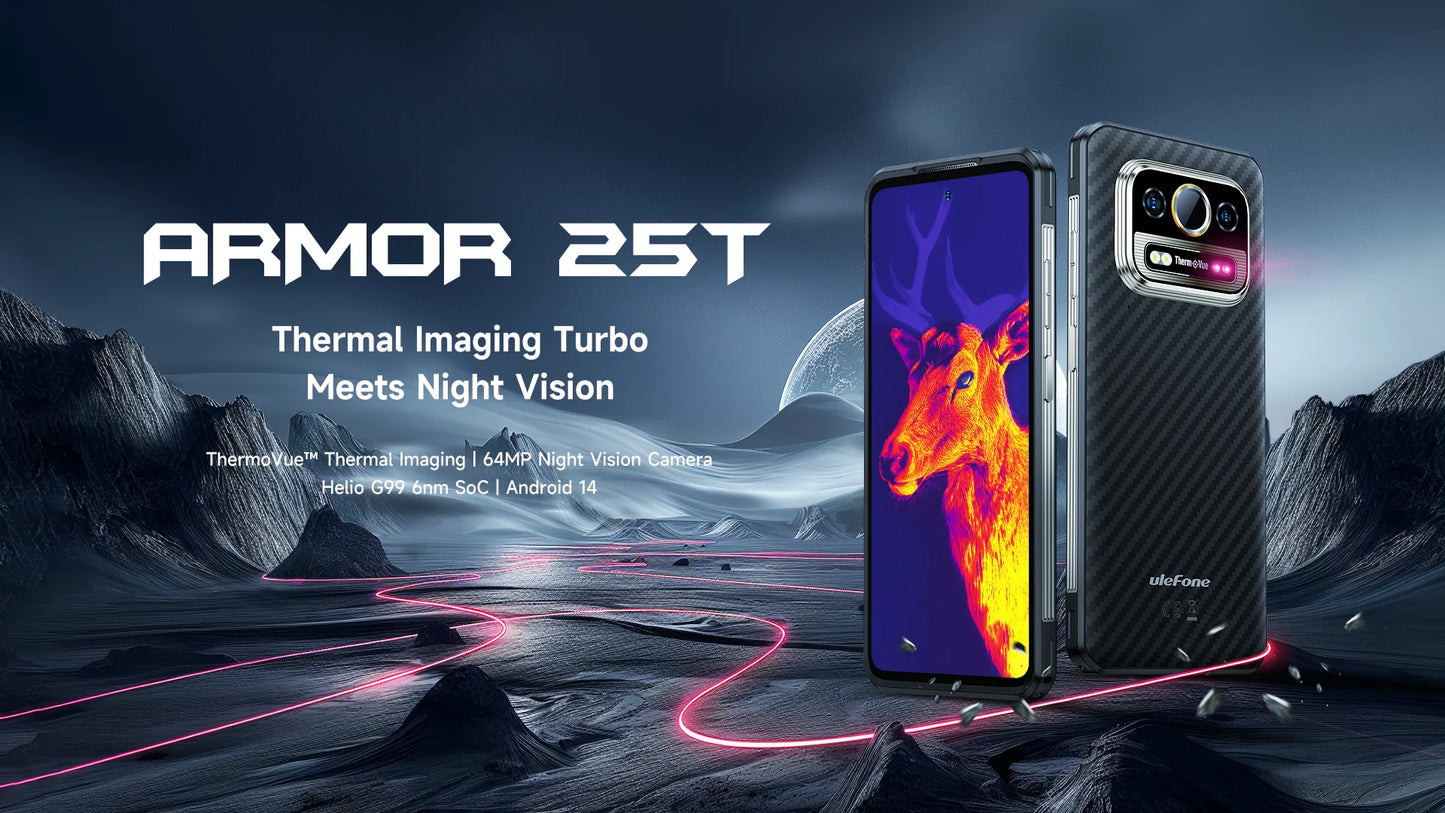 【World Premiere】Ulefone Armor 25T 4G Thermal Imaging Rugged Phone Android 14 33W 50MP+64MP NFC Waterproof Smartphone Global