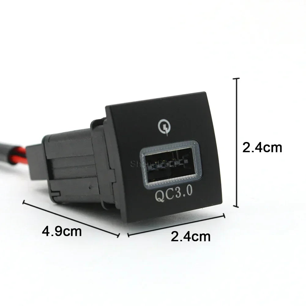 Car USB Charger PD Quick Charge QC3.0 Phone Charging Adapter Outlet Button For Volkswagen Golf 6 Jetta 5 Scirocco 2006-2012