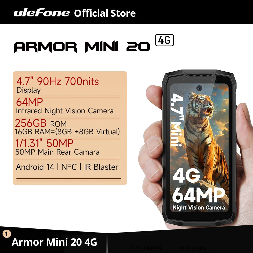 【World Premiere】Ulefone Armor Mini 20 4G 4.7" Rugged Phone 64MP Night Camera Android 14 Smartphone 6200mAh Mobile phone NFC